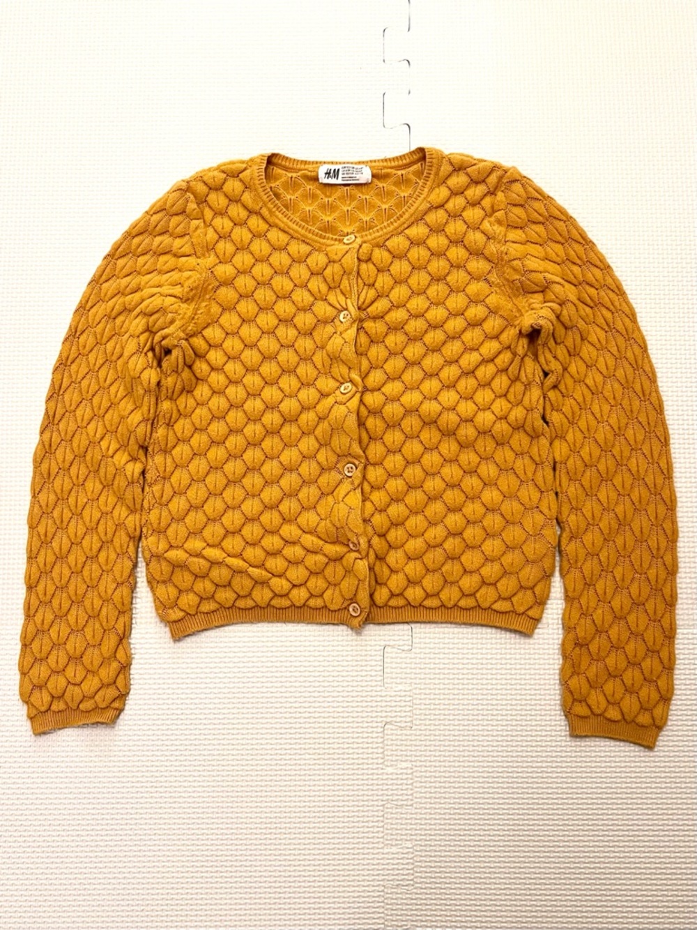 H&M Button Down Sweater Mustard Yellow Girls Size 6-8 Y